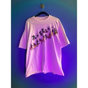 Sun Island Reggae Dancing Jamaica Graphic Print White Crew Neck Shirt Men's XL